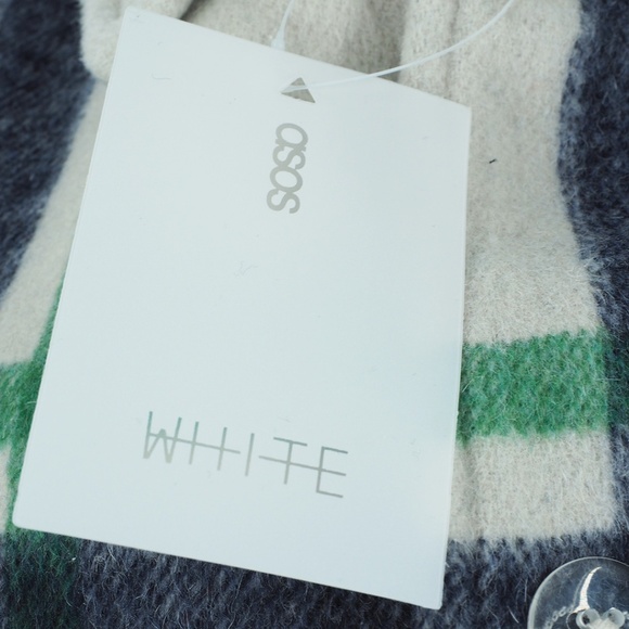 ASOS Men's WHITE Wool Mix Coat in Check - Picture 9 of 9